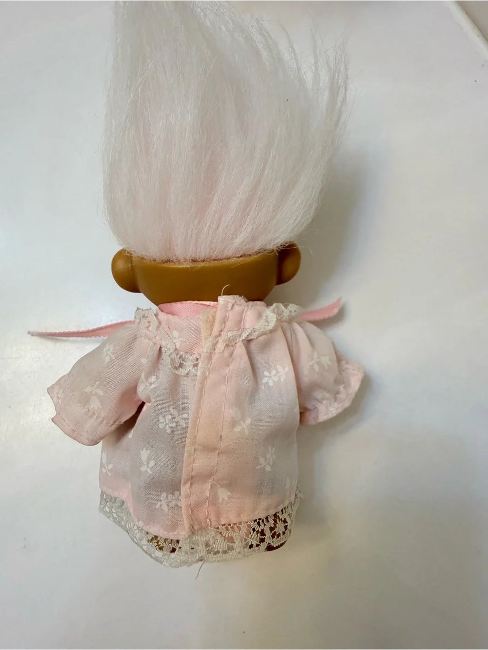 Russ Pink-Clad Baby Troll with White Hair Bath Toy